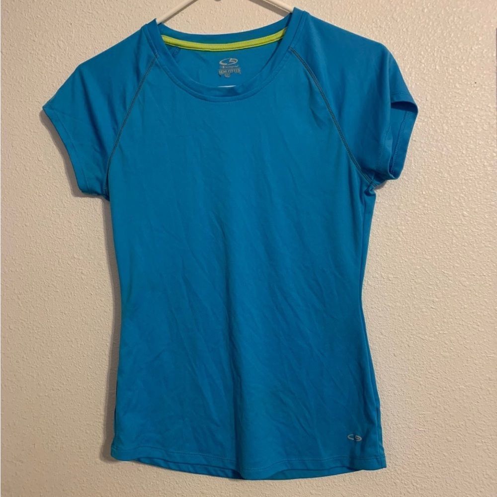 CHAMPION Small Blue and Green Athletic Shirt